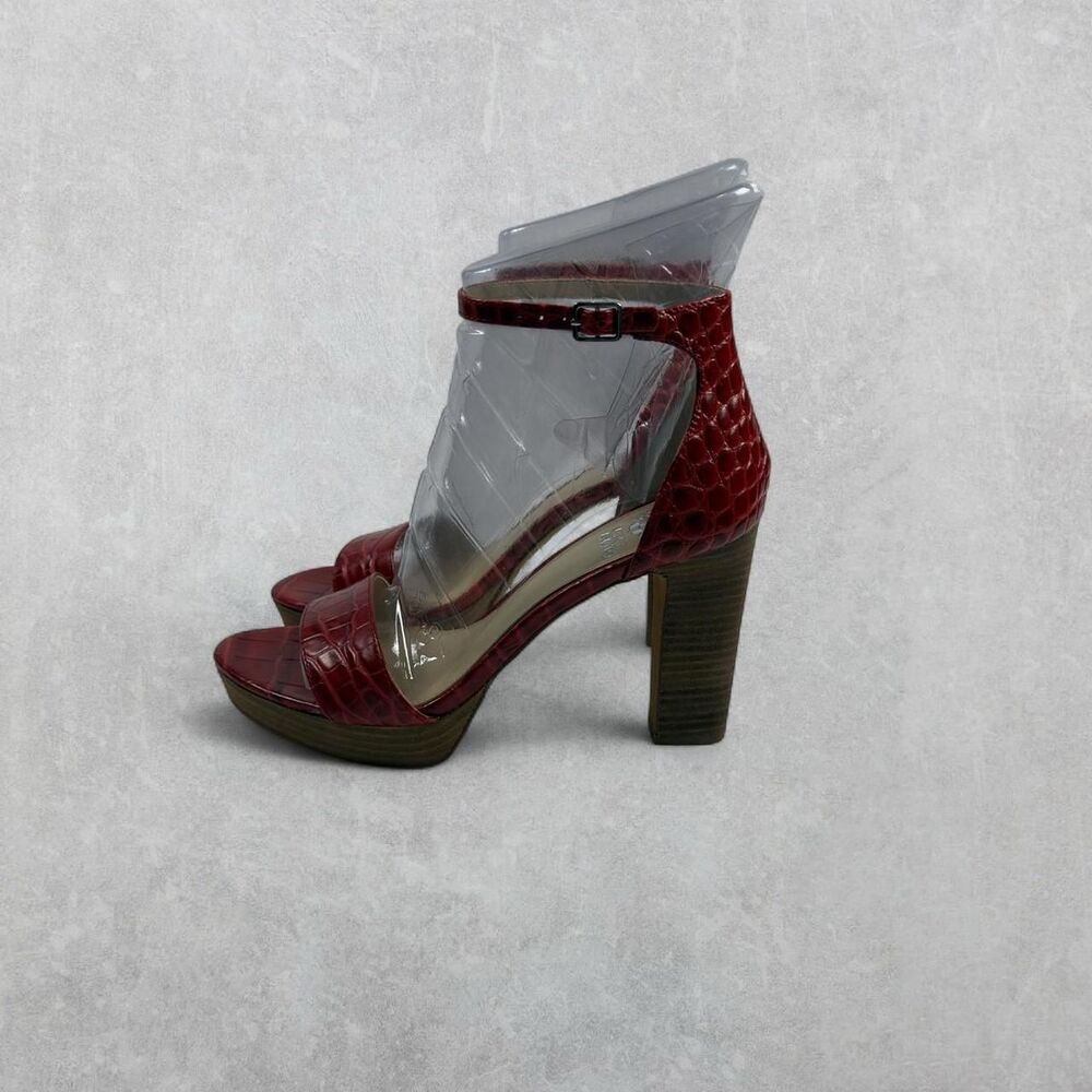 Vince Camuto “Sathina” Red Faux Croc Leather Platform Heels